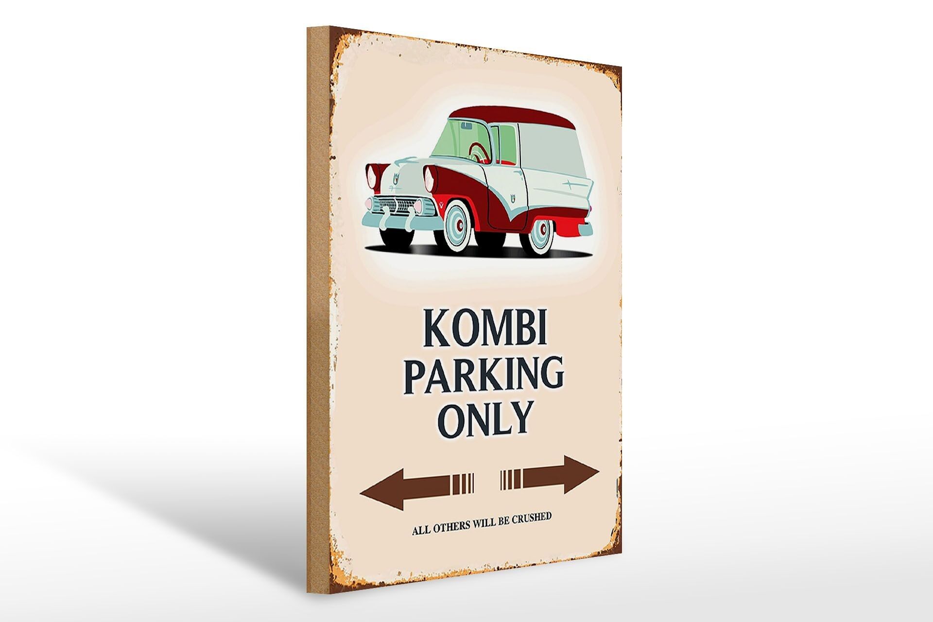 Cartello in legno con scritta 30x40 cm Combi Parking Only Car