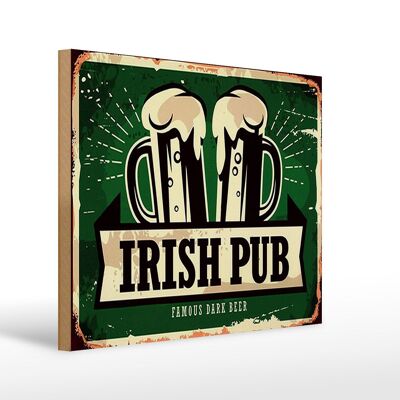 Panneau en bois indiquant 40x30cm Irish Pub célèbre bière brune