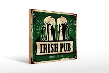 Panneau en bois indiquant 40x30cm Irish Pub célèbre bière brune 1