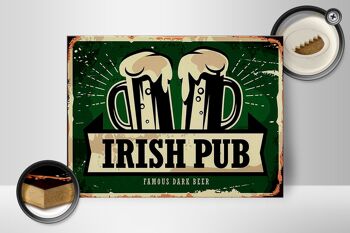 Panneau en bois indiquant 40x30cm Irish Pub célèbre bière brune 2