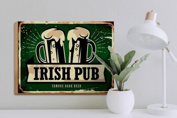 Panneau en bois indiquant 40x30cm Irish Pub célèbre bière brune 3