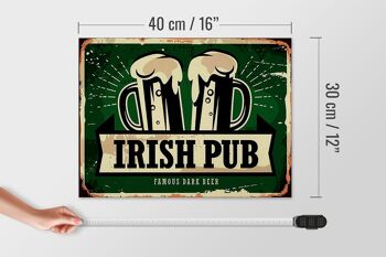 Panneau en bois indiquant 40x30cm Irish Pub célèbre bière brune 4