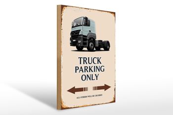 Panneau en bois indiquant 30x40cm Parking pour camions uniquement tous les autres 1