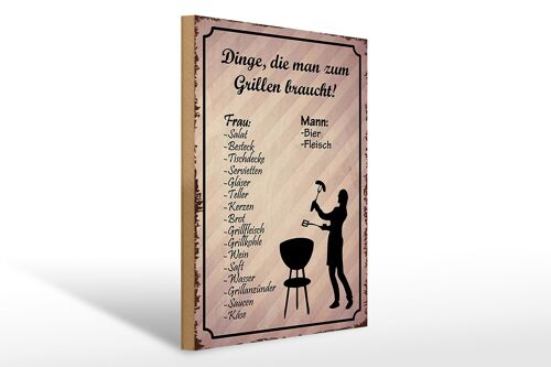 Holzschild Spruch 30x40cm Dingen die zum Grillen braucht