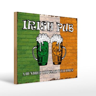 Letrero de madera que dice Pub irlandés de 40x30 cm cien mil.