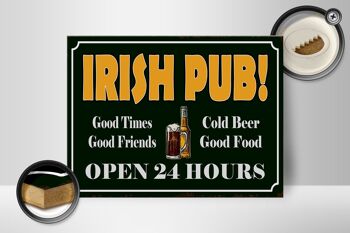 Panneau en bois indiquant 40x30cm Irish Pub Gold Beer ouvert 24h/24 2