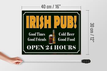 Panneau en bois indiquant 40x30cm Irish Pub Gold Beer ouvert 24h/24 4