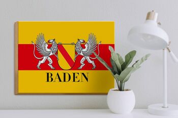 Drapeau panneau en bois 40x30cm Armoiries de Baden décoration murale 3