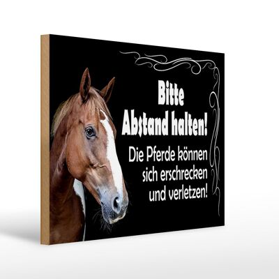 Holzschild Spruch 40x30cm bitte Abstand halten Pferde