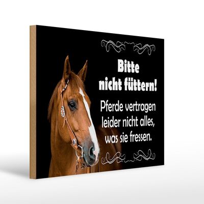Cartello in legno 40x30 cm con scritto "Non dare da mangiare ai cavalli".