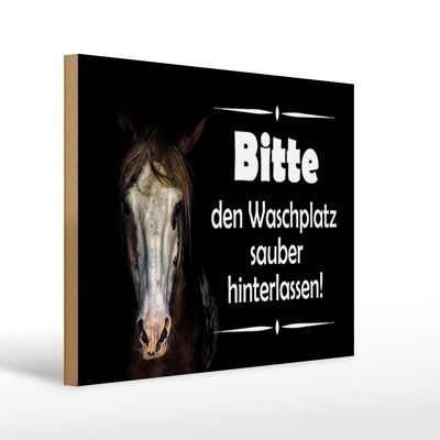 Holzschild Spruch 30x40cm Pferde bitte Waschplatz sauber