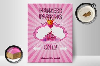 Panneau en bois indiquant 30x40cm Parking Princesse uniquement couronne rose 2