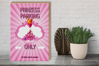 Panneau en bois indiquant 30x40cm Parking Princesse uniquement couronne rose 3