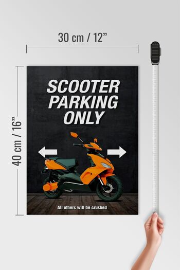 Panneau en bois indiquant 30x40cm Parking scooter uniquement tous les autres 4