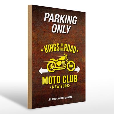 Holzschild Spruch 30x40cm parking only moto club new york