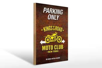 Panneau en bois indiquant 30x40cm parking uniquement moto club new york 1
