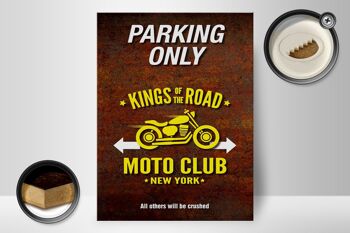 Panneau en bois indiquant 30x40cm parking uniquement moto club new york 2
