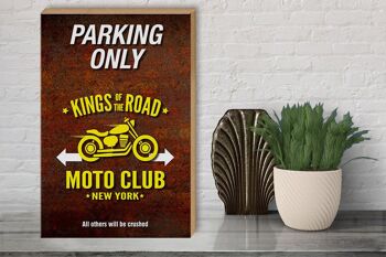 Panneau en bois indiquant 30x40cm parking uniquement moto club new york 3