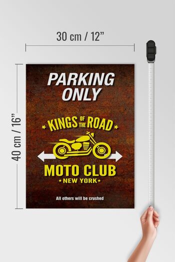 Panneau en bois indiquant 30x40cm parking uniquement moto club new york 4