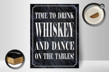 Panneau en bois indiquant 30x40cm Time Drink Whisky and Dance 2