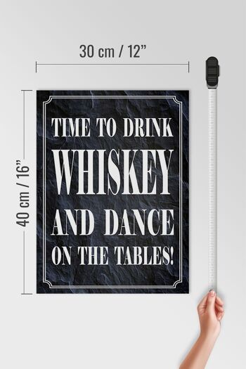 Panneau en bois indiquant 30x40cm Time Drink Whisky and Dance 4