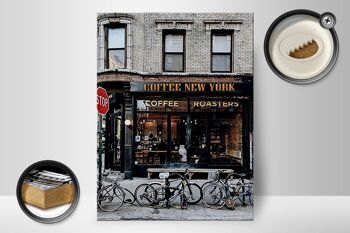Panneau en bois indiquant 30x40cm Café New York Coffee 2