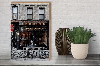 Panneau en bois indiquant 30x40cm Café New York Coffee 3