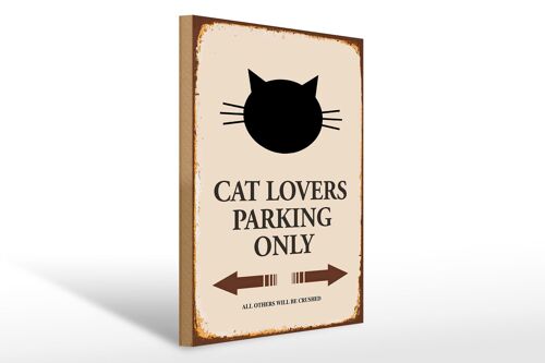 Holzschild Spruch 30x40cm cat lovers parking only Katze