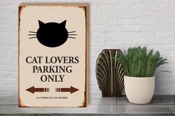 Panneau en bois disant 30x40cm amoureux des chats parking uniquement chat 3