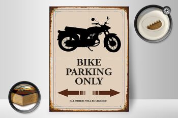 Panneau en bois indiquant 30x40cm Parking vélo uniquement moto 2
