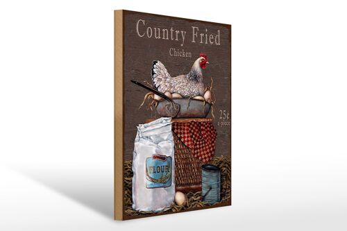 Holzschild Spruch 30x40cm Huhn country Fried Chicken