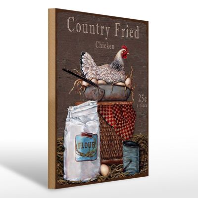 Holzschild Spruch 30x40cm Huhn country Fried Chicken