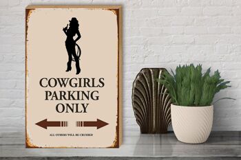 Panneau en bois indiquant 30x40cm Parking Cowgirls uniquement 3