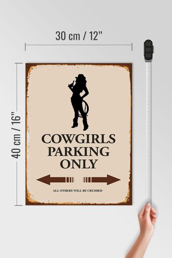 Panneau en bois indiquant 30x40cm Parking Cowgirls uniquement 4