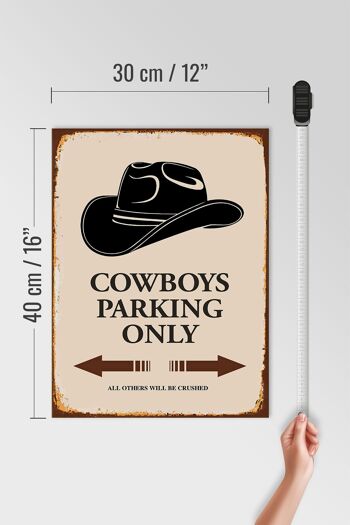 Panneau en bois indiquant 30x40cm Parking Cowboys uniquement 4