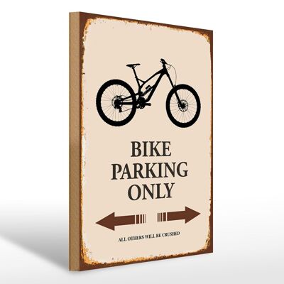 Cartello in legno con scritta 30x40 cm Solo parcheggio bici