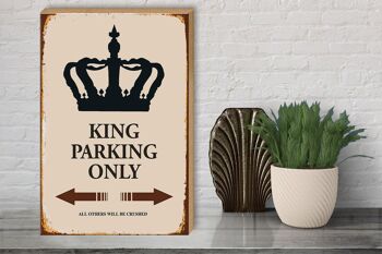 Panneau en bois indiquant 30x40cm Parking King uniquement Corona 3