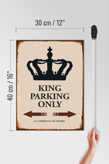 Panneau en bois indiquant 30x40cm Parking King uniquement Corona 4