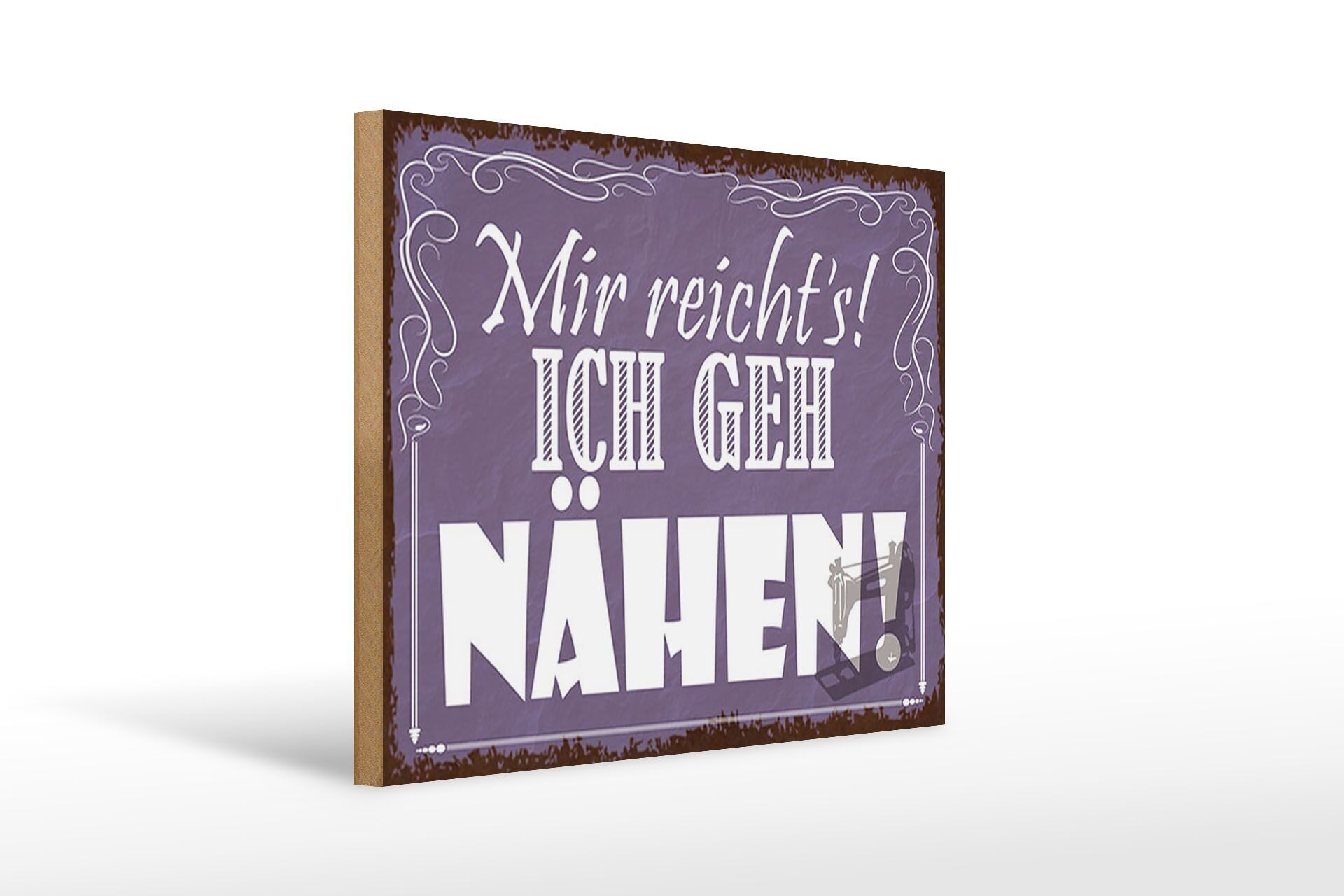 Cartello in legno con scritta 40x30 cm Ne ho abbastanza, vado a cucire!