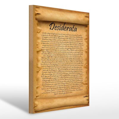 Cartello in legno con scritta 30x40 cm Poesia Desiderata Max Ehrmann