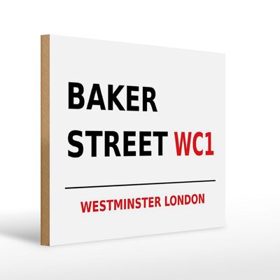 Cartel de madera Londres 40x30cm Street Baker street WC1
