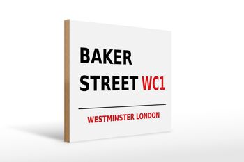 Panneau en bois Londres 40x30cm Street Baker street WC1 1