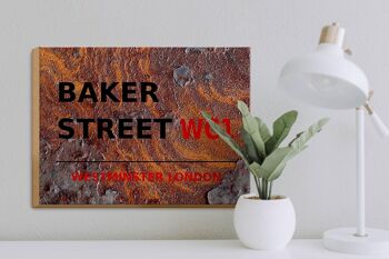 Panneau en bois Londres 40x30cm Street Baker street WC1 Rouille 3