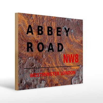 Cartel de madera Londres 40x30cm Abbey Road NW8