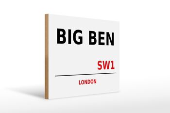 Panneau en bois Londres 40x30cm Street Big Ben SW1 1