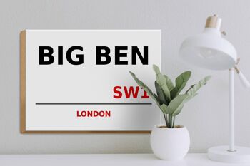 Panneau en bois Londres 40x30cm Street Big Ben SW1 3