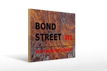 Panneau en bois Londres 40x30cm Bond Street W1 Rouille 1