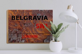 Panneau en bois Londres 40x30cm Street Belgravia SW1 Rouille 3
