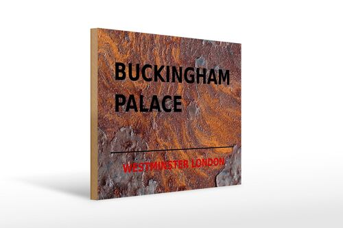 Holzschild London 40x30cm Street Buckingham Palace Rost