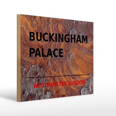 Holzschild London 40x30cm Street Buckingham Palace Rost